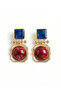 Blue and Burgundy Double Color Geometric Earrings - 2