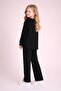 Black Rose Detailed Wide-Legged Pants Girl's 2-Piece Set 23729 - 6