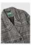 United Colors of Gray Girls' Smoked All-Over Patterned Double-Breasted Tweed Jacket with Side Pockets - 3