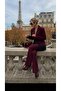 Imported Scuba Crepe Fabric Fringed Stone Accessory Detail Lined Special Design Jacket Pants Top and Bottom Set - 6