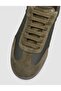 Genuine Suede Khaki Leather Lace-Up Women's Sneaker - 6
