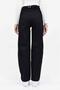 Women's High Waist Comfortable Wide Baggy Black Pants with Buckle