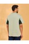 Men Green And White Color Block Polo Shirt - 3