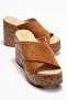 Harvey Women's Genuine Leather Wedge Heel Slipper Tan Suede
