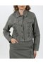 Denim Jacket and Skirt with Lace Detail - Khaki - 4