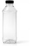 Premium 1 Liter Transparent Plastic Bottle with Black Screw Cap PACK OF 10