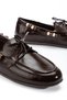 Women's Brown Wrinkled Patent Leather Lace-Up Bead Detailed Casual Loafer Ballerina Shoes - 4