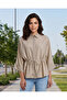Women Beige Collared Shirt Blouse - 2