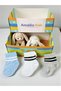 Organic Cotton Unisex 3-Piece Boxed Premium Striped Detailed Newborn Baby & Kids Socks - 5