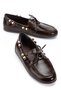 Women's Brown Wrinkled Patent Leather Lace-Up Bead Detailed Casual Loafer Ballerina Shoes - 3