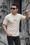 Focus on Special Textured Boucle Fabric Men's T-Shirt with Print Detail - 3