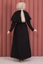 Minimal Cape Detailed Lace-Up Dress Black - 7