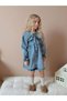 Girl's Blue Denim Dress – Buttoned Jean Dress with Ruffle Collar Detail 9916 - 7