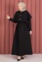 Minimal Cape Detailed Lace-Up Dress Black