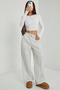 Gray Striped Modal Premium Fabric High Waist Baggy Wide Leg Sweatpants - 6