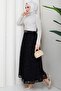 Lined Belted Floral Patterned Tulle Skirt Black Hm2877 - 4
