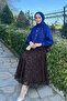 Women's Premium Comfort Patterned Brown Long Tulle Hijab Skirt - 3