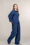 Women's Summer Navy Striped Modal Fabric Shirt and Pants Set Stylish Casual Comfortable Two-Piece 1300 - 2