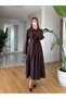 Brown Pocket Embroidery Detailed Dress - 26Y313