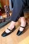Women's Ballerina Flats with Straps and Belt, Patent Leather, Lightweight, Comfortable, Stylish, Business, Office, Daily Shoes - 3