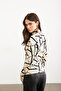 Women's Cream Stripe Transition Finger Detail Body Suit - 4