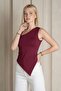 Women's Double Strap Asymmetrical Skirt Triangle Stretchy Fabric Blouse - 2