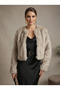 Women's Stone Faux Short Fur Coat New-005