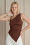 Women's Double Strap Asymmetrical Skirt Triangle Stretchy Fabric Blouse - 3