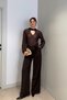 Rose Detailed New Season Palazzo Trousers - Brown - 2
