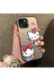 Silicone Edge Hard Back Phone Case Compatible with iPhone 13 Kitty Pattern - 2