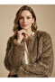 Women's Milk Brown Faux Short Fur Coat New-005