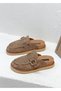 26Y-180-59084 Genuine Suede Leather Buckle Detail Women's Closed Clog Slippers Loafer - 2