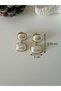 2-Piece Square Pearl Steel Earrings-Gold Color Acr9247 - 2