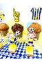 Yellow-Navy Blue Theme Cupcake Topper - Yellow-Navy Blue Football Concept Muffin Decoration (12 Pieces) - 2