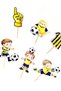 Yellow-Navy Blue Theme Cupcake Topper - Yellow-Navy Blue Football Concept Muffin Decoration (12 Pieces) - 6