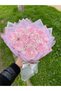 11-Piece Barbie Satin Rose Bouquet with Pink Glitter Tulle on White, Non-Fading Flower, Gift for Lover & Mother - 3