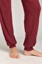 Carol Ribbed Knit Jogger Pants Pajama Bottoms - Claret Red - 4