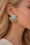 Marbled Patterned Blue Fan Earrings