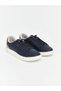 Navy blue Leather-Look women's sports shoes