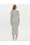Slit Detailed Strappy Striped Women's Dress Lrn033 - 8