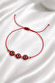 3 Glass Evil Eye Beads Detailed Gold Dorical Adjustable Red String Bracelet - Does Not Tarnish - 2