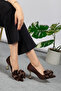 Vegan Leather Closed Thin Toe Satin Bow Stylish Women's Stiletto - 2