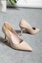 Yandan Gold Buckle Heel Detailed Stylish Women's Stiletto