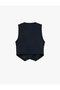 Buttoned Sleeveless Asymmetrical Double-Breasted Neckline Vest with Metal Accessories - 5