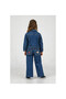Girls' Denim Suit with Flower Embroidery Detail - 2