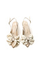 Women's Beige Satin Mid Heel Stiletto with Bow New Season Hk1091 - 3