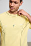 Jacinto men's crew neck cotton t-shirt with contrast stitching and print detail - oversized yellow - 2