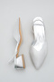 Women's Open Back Elastic Glittery Heeled Shoes Silver - 5