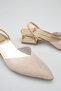 Women's Open Back Elastic Glittery Heeled Shoes Gold - 5