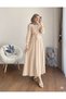 Lace Detailed Shirt and Skirt Set M25191 - Beige